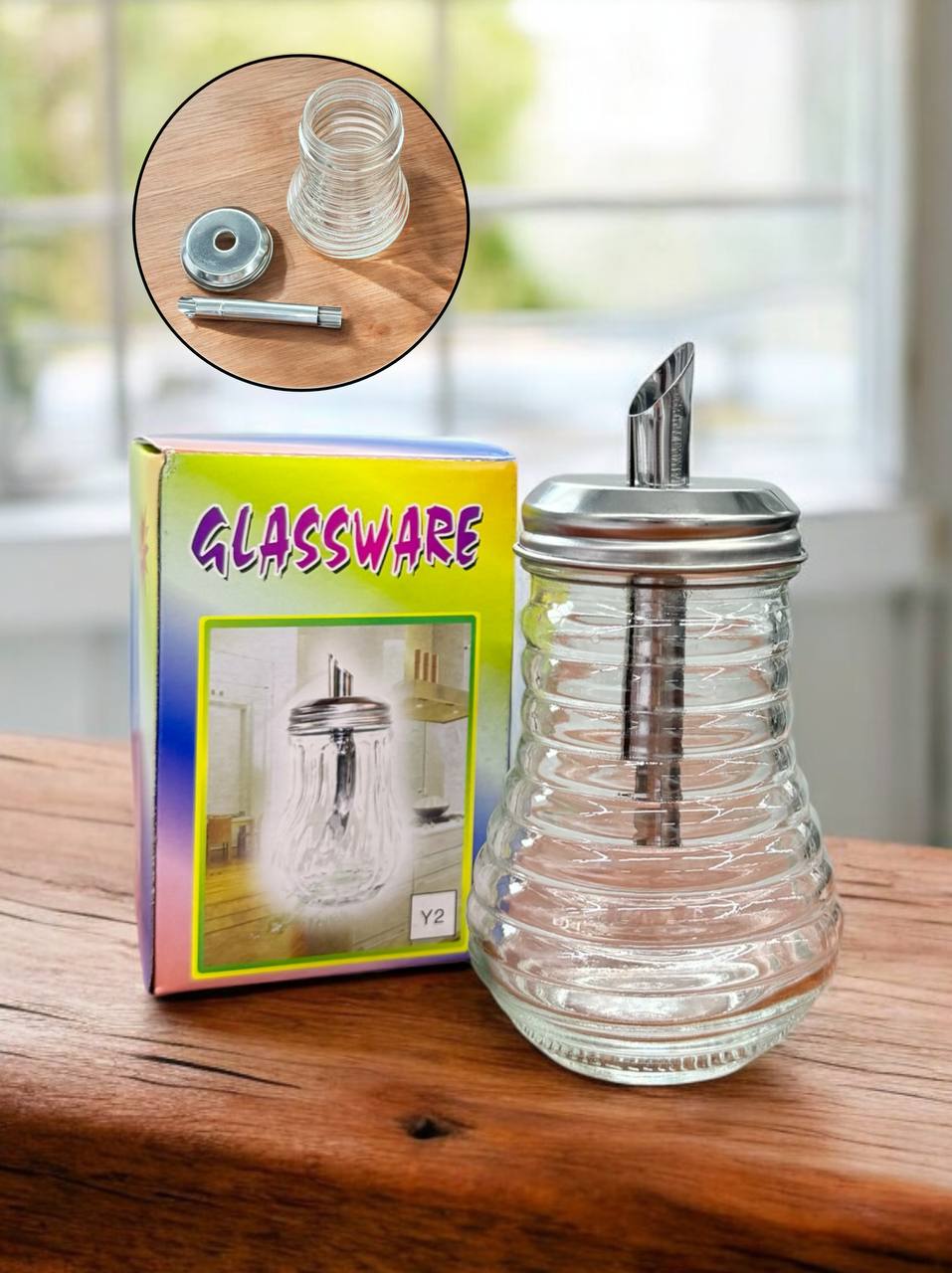 Ємність д\цукру з дозатором (скло) 200мл м.Y2-HW