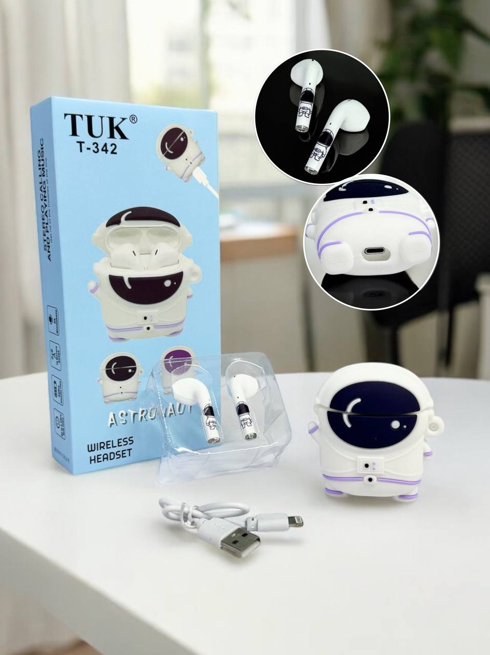 Бездротові bluetooth навушники із кейсом TUK м.342