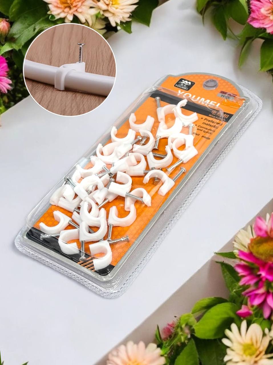 Скоби з цвяхом для кріплення YOUMEI м.А-9676 30шт.