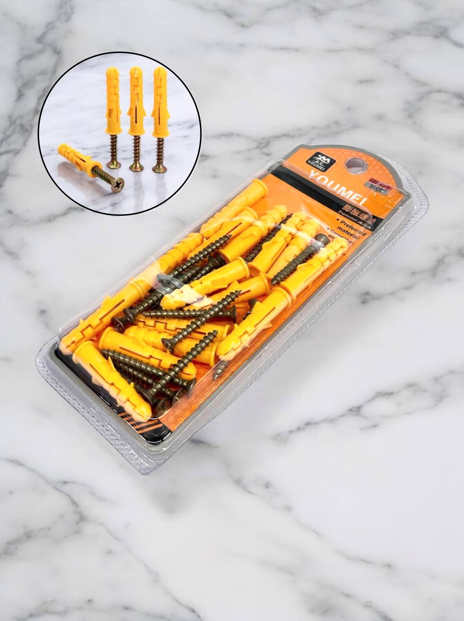 Дюбель з шурупом (пластик) YOUMEI 6*30 15шт м.А-9689