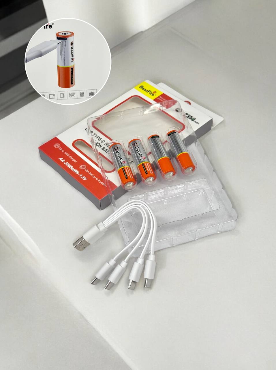 Батарейка акумуляторна USB BestFire AA 2350mAh 4шт